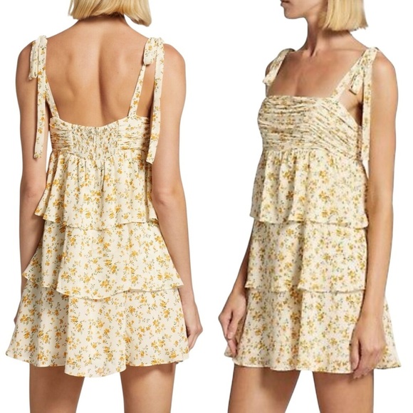 REFORMATION Avni Floral Ruffle Mini Dress - Picture 2 of 11